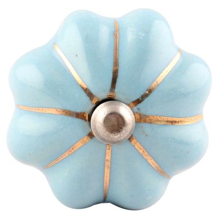 Turquoise Golden Line Medium Ceramic Melon Wine Stopper